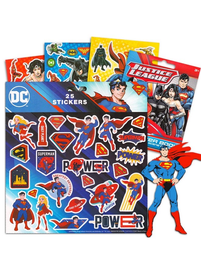 SUPERMAN Dc Comics Superman Stickers Party Supplies Pack ~ Variety Pack Superman And Justice League Stickers (Party Favor Craft Scrapbooking Adhesive Sticker Sheets) - Image 1