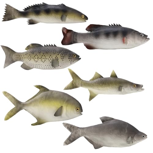 Hokoad 6 Pack Fake Fish Realistic Artificial Fishes Models 14 in Rubber Lifelike Sea Fishes Set Lifelike Fake Sea Fish Decor for Photography Props Party Display Kitchen Decor - Image 1