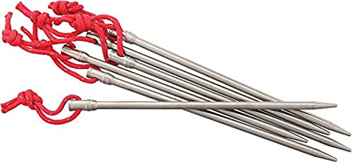 Vargo Titanium Nail Peg with Reflective Cord (6 Pack) | Camping Tent Stakes 0.6 Ounces (14 Grams) 6” L x 0.2” D (152 x 5mm) Ultralight Durable Tent pegs Model T-113 - Image 5