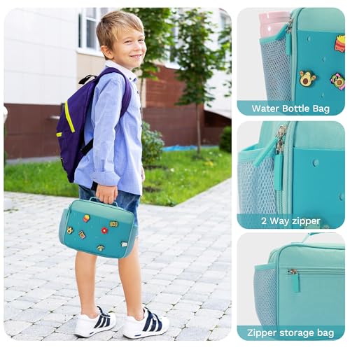Uxeqtop Kid Insulated Lunch Bag Cute Lunch Box Reusable Lunch Tote for School Picnic Birthday Gifts for Boy(Blue) - Image 5