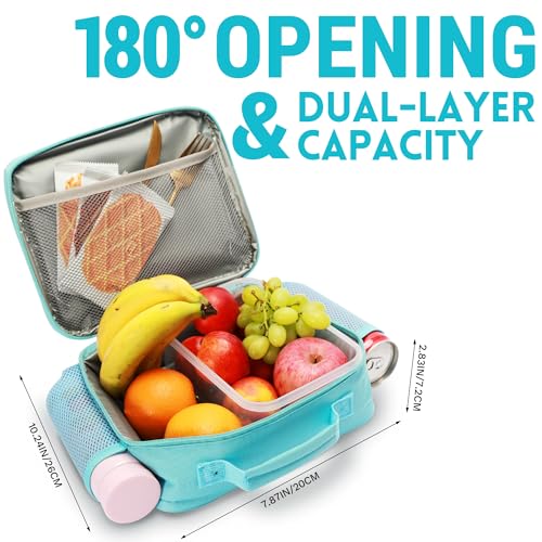 Uxeqtop Kid Insulated Lunch Bag Cute Lunch Box Reusable Lunch Tote for School Picnic Birthday Gifts for Boy(Blue) - Image 3