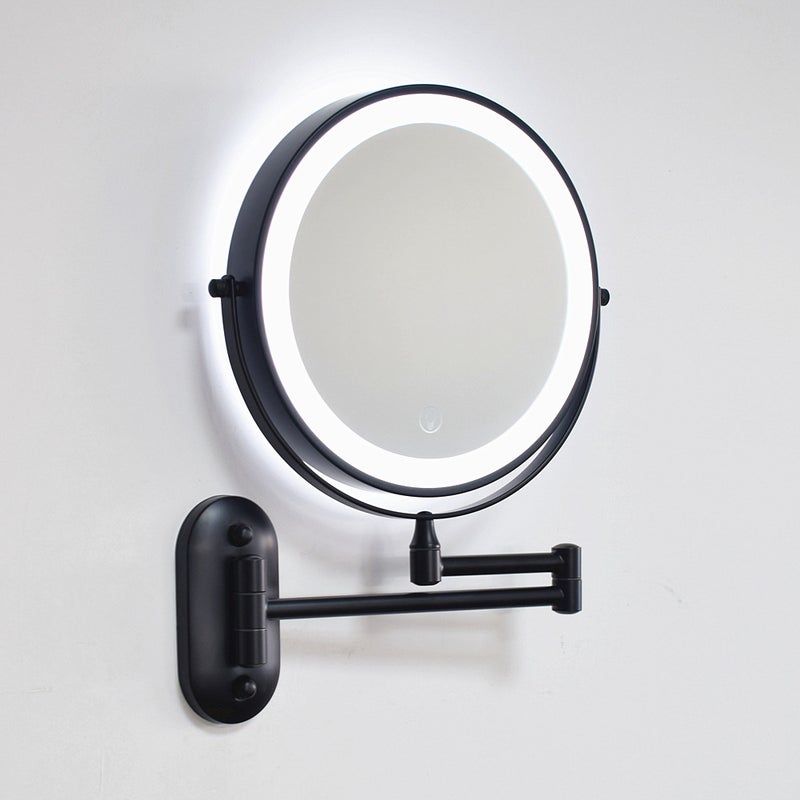 8-Inch Foldableing Led Makeup Mirror, Wall-Mounted Makeup Mirror, Double-Sided Lighted Mirror, Magnifying And Charging, - Image 1