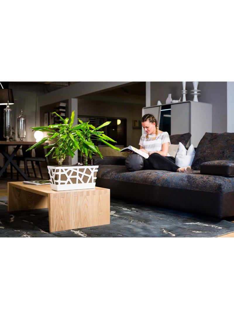 أيدل إناء زرع مستطيل بنظام ري ذاتي ومؤشر للمياه - صندوق زهور موزاييك 40 سم - وعاء زهور زينة بتصميم هندسي عصري للبالكونة، حافة النافذة والحديقة من إيديل - Image 3