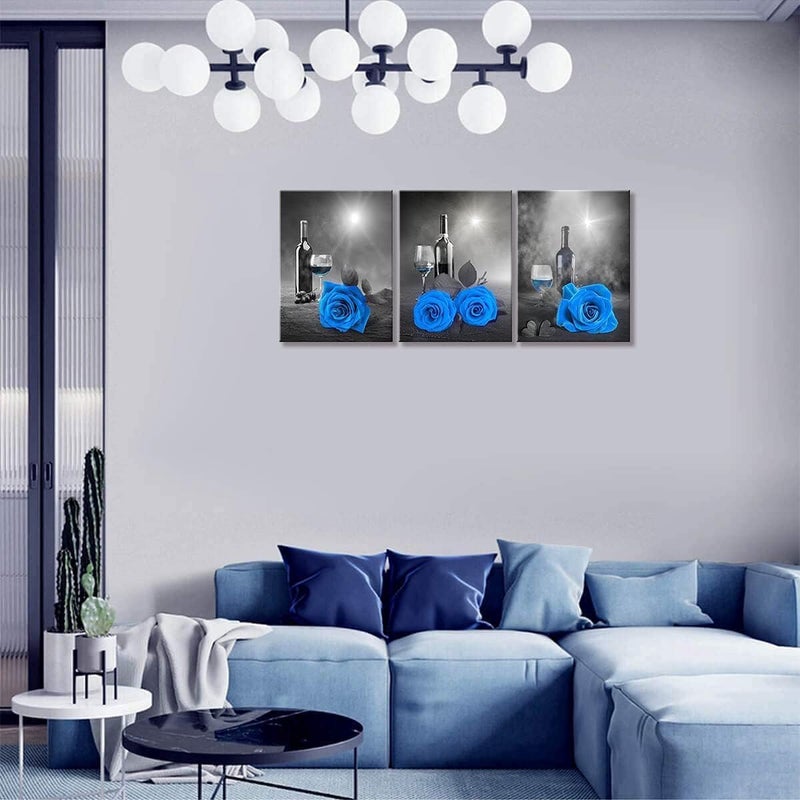 BPA Blue Rose Canvas Wall Art Set - Image 3