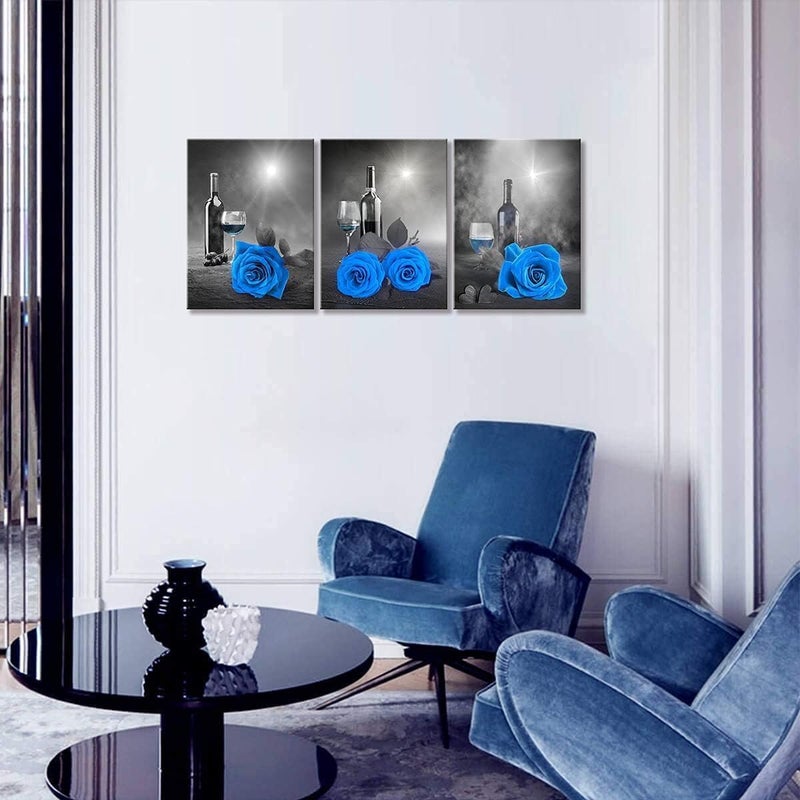 BPA Blue Rose Canvas Wall Art Set - Image 4