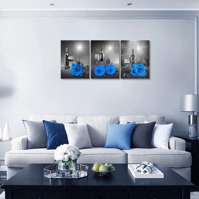 BPA Blue Rose Canvas Wall Art Set - Image 2