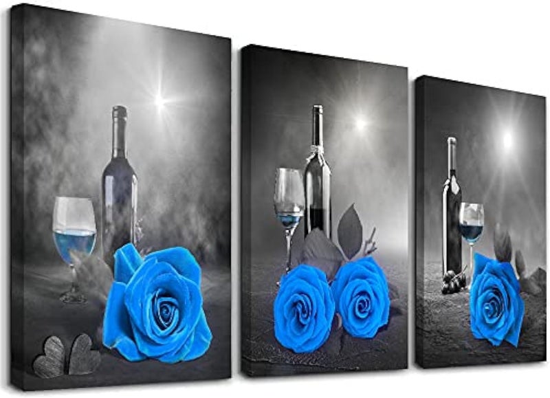 BPA Blue Rose Canvas Wall Art Set - Image 1