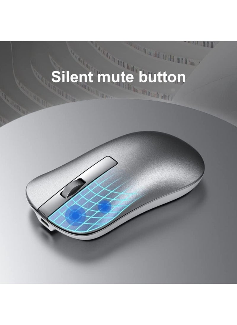 Wireless Silent Mouse,XM10 Aluminum Alloy Rechargeable Mute Gamer Mouse ​Slim Noiseless with USB Receiver for PC, Tablet, Laptop,Notebook Silver 2.4G  - Image 4