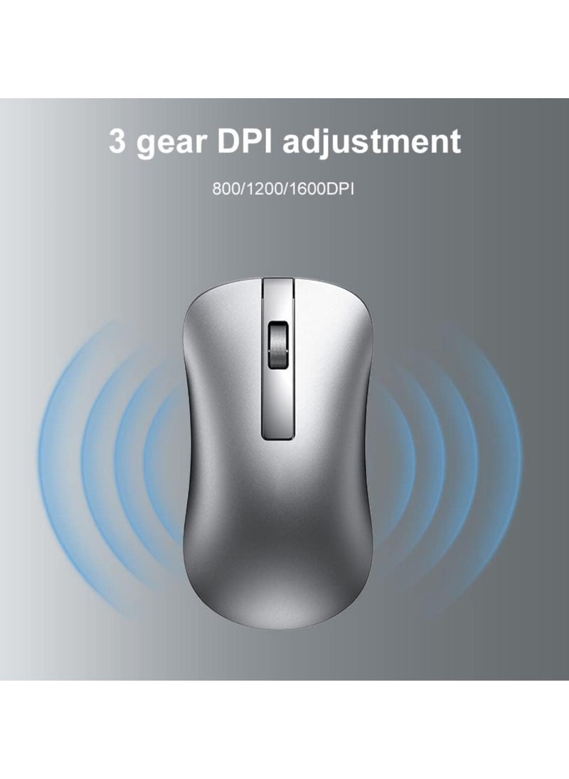 Wireless Silent Mouse,XM10 Aluminum Alloy Rechargeable Mute Gamer Mouse ​Slim Noiseless with USB Receiver for PC, Tablet, Laptop,Notebook Silver 2.4G  - Image 3