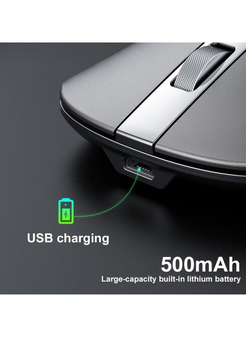 Wireless Silent Mouse,XM10 Aluminum Alloy Rechargeable Mute Gamer Mouse ​Slim Noiseless with USB Receiver for PC, Tablet, Laptop,Notebook Silver 2.4G  - Image 5