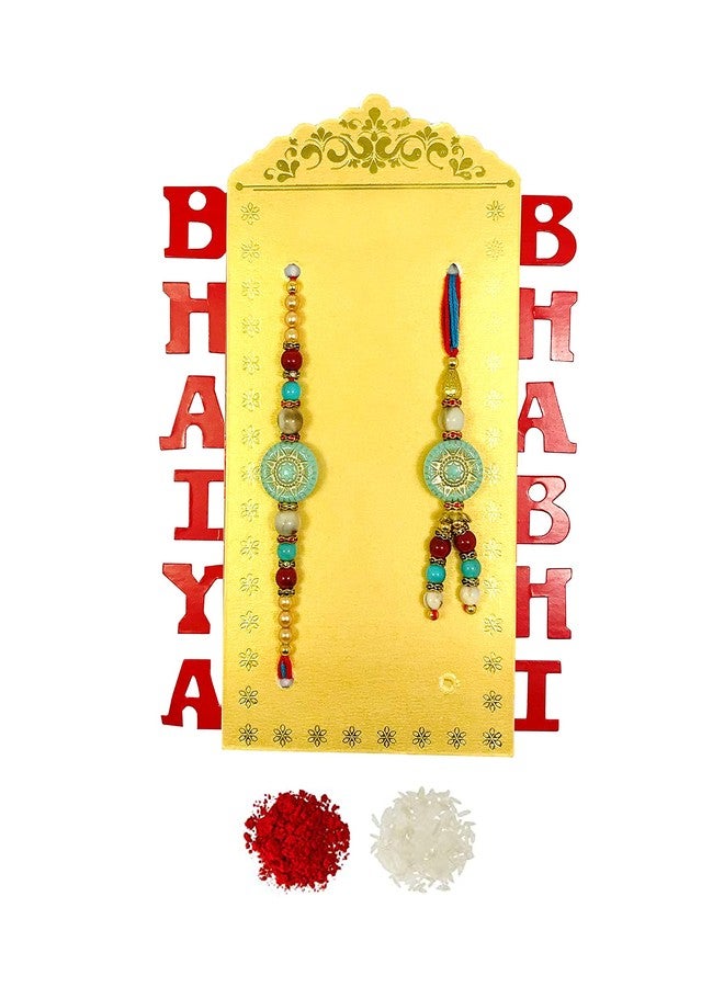 Evisha Rakhi For Brother And Bhabhi | Rakhi Combo P-33 || rakhi || rakhi set || rakhi for brother || rakhi for brother and bhabhi || rakhi combo || bhaiya bhabhi rakhi || rakhi gifts - Image 1