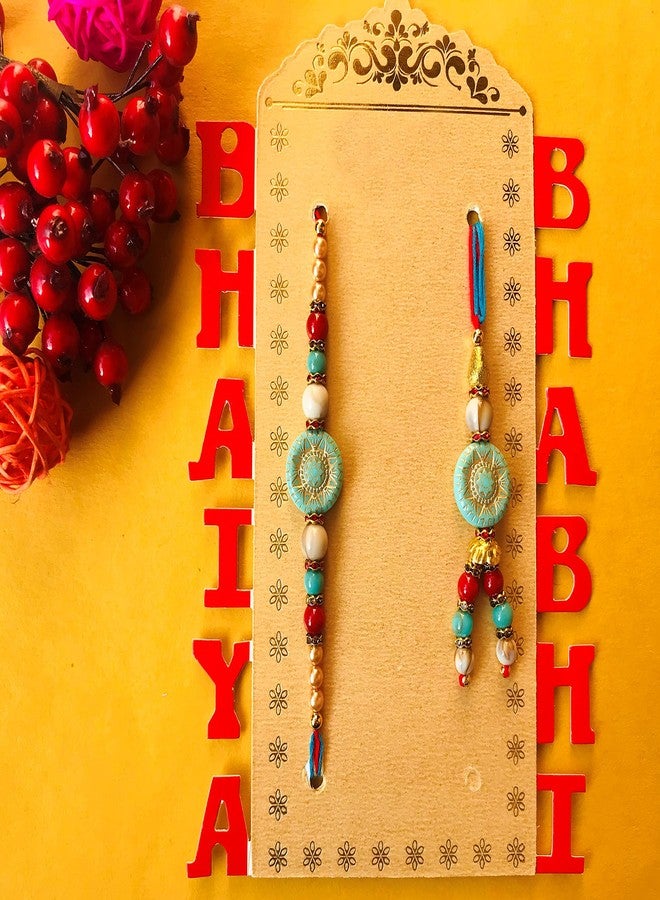 Evisha Rakhi For Brother And Bhabhi | Rakhi Combo P-33 || rakhi || rakhi set || rakhi for brother || rakhi for brother and bhabhi || rakhi combo || bhaiya bhabhi rakhi || rakhi gifts - Image 2