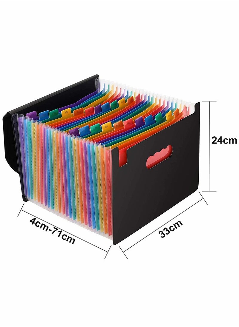 HomarKet - 36 Pocket Expanding File Folder, Premium Monthly Document Organizer, Accordian File Folder Organizer, Accordion Folder, Letter A4 Paper Document Storage Organizer with Colored Tabs and Paper Clips - Image 1