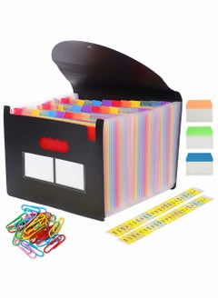 36 Pocket Expanding File Folder, Premium Monthly Document Organizer, Accordian File Folder Organizer, Accordion Folder, Letter A4 Paper Document Storage Organizer with Colored Tabs and Paper Clips