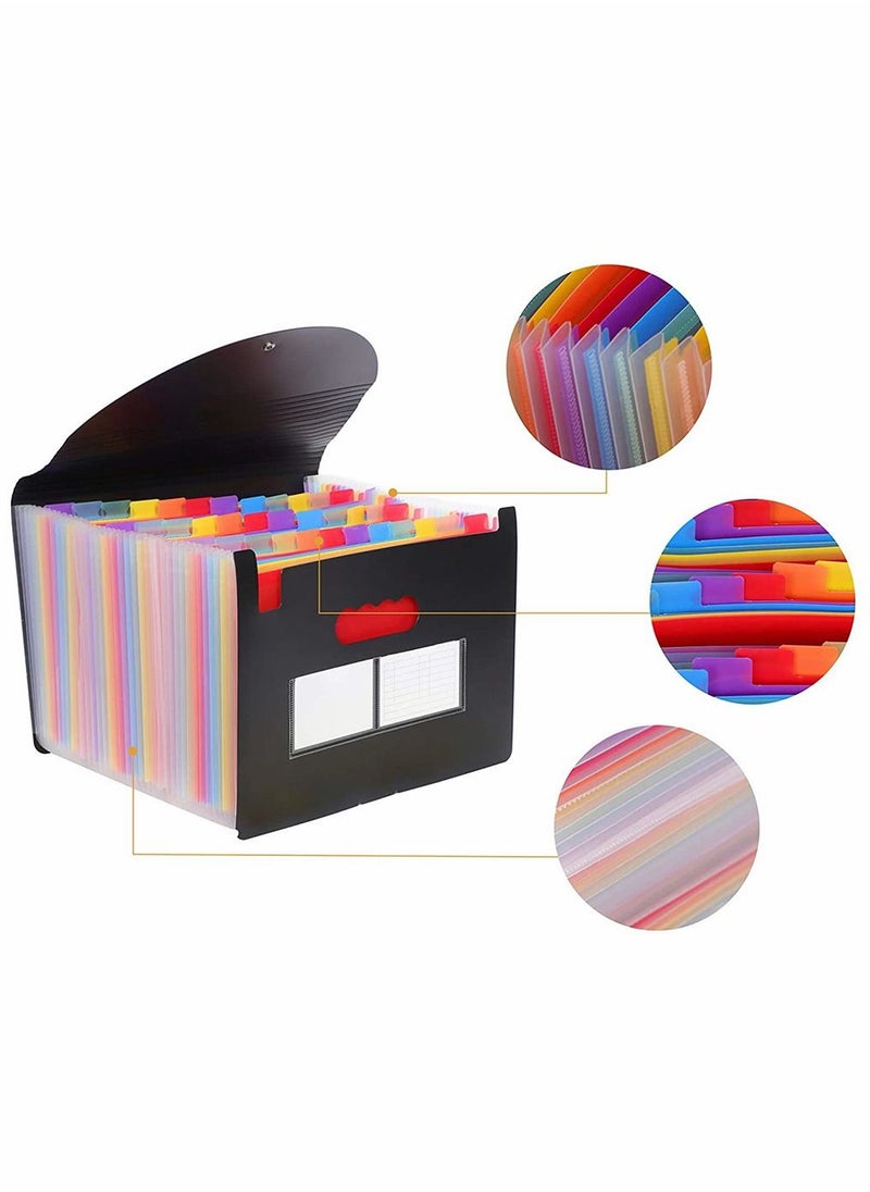 HomarKet - 36 Pocket Expanding File Folder, Premium Monthly Document Organizer, Accordian File Folder Organizer, Accordion Folder, Letter A4 Paper Document Storage Organizer with Colored Tabs and Paper Clips - Image 1