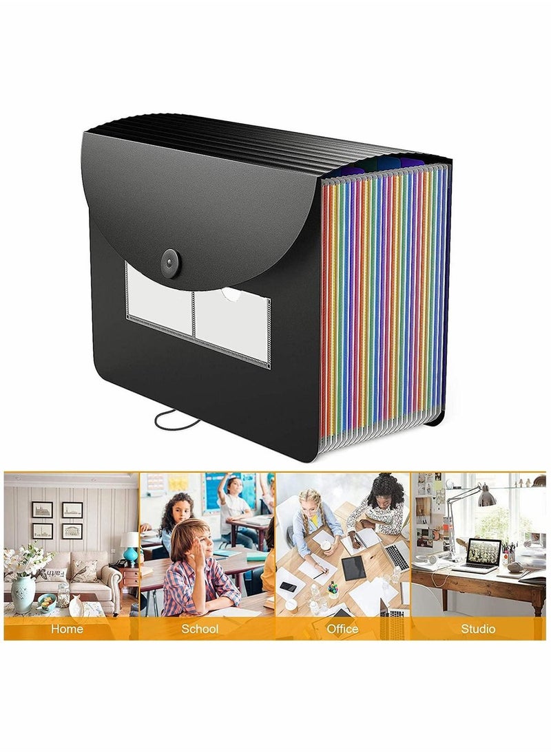 HomarKet - 36 Pocket Expanding File Folder, Premium Monthly Document Organizer, Accordian File Folder Organizer, Accordion Folder, Letter A4 Paper Document Storage Organizer with Colored Tabs and Paper Clips - Image 1
