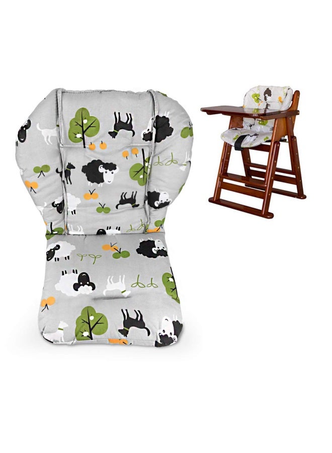 Twoworld High Chair Cushion, Large Thickening Baby High Chair Seat Cushion Liner Mat Pad Cover Breathable(Grey Sheep) - Image 1