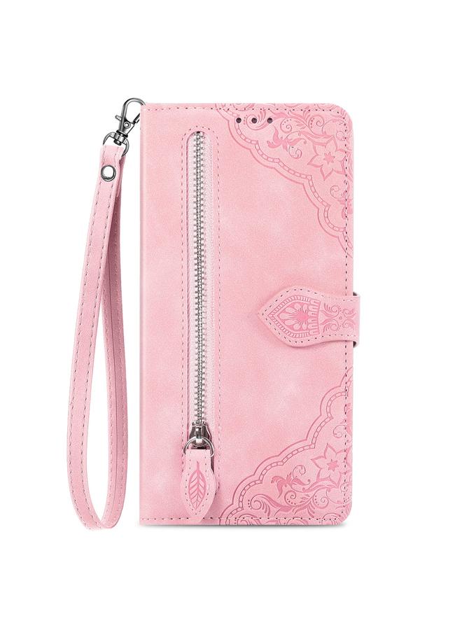 S-TOP Case For Honor X40 Embossed Flower Zipper Leather Phone Case - Image 2