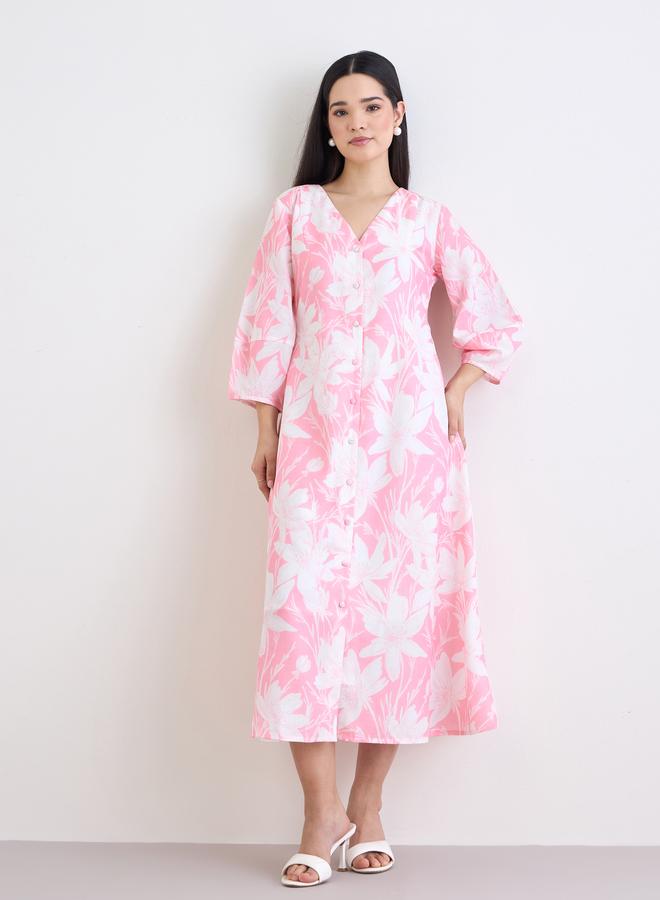 ستايلي فستان ميدي بطبعة زهور - Image 2