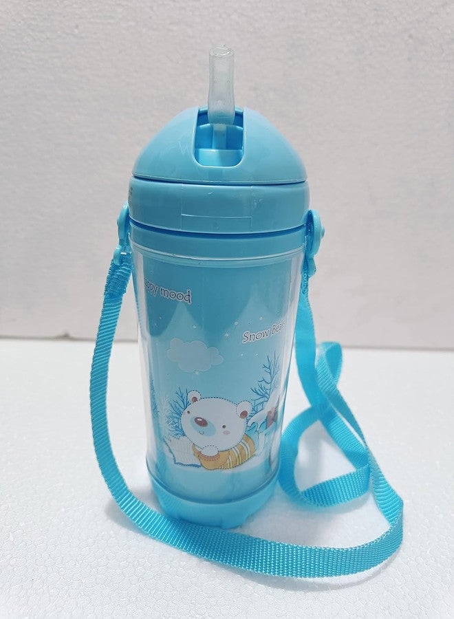 EAGEAN 500ml Water Bottle with Straw for Kids, Durable & Leak Proof Open Soft Sipper & Protective Silicone Boot (Blue) - Image 1