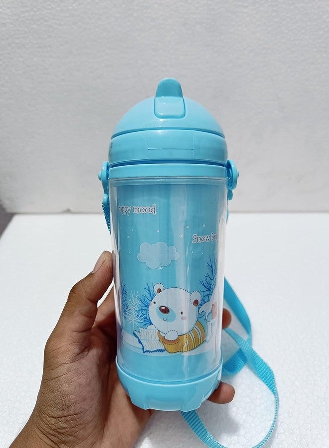 EAGEAN 500ml Water Bottle with Straw for Kids, Durable & Leak Proof Open Soft Sipper & Protective Silicone Boot (Blue) - Image 2