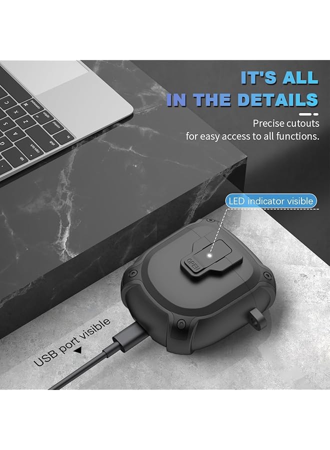 erorex Shockproof Protective Case For Bose Quietcomfort Earbuds Ii 2022 And Quietcomfort Ultra Earbuds 2023 Bose Earbuds 2 Case Cover With Carabiner And Lanyard Durable Accessories Black - Image 5