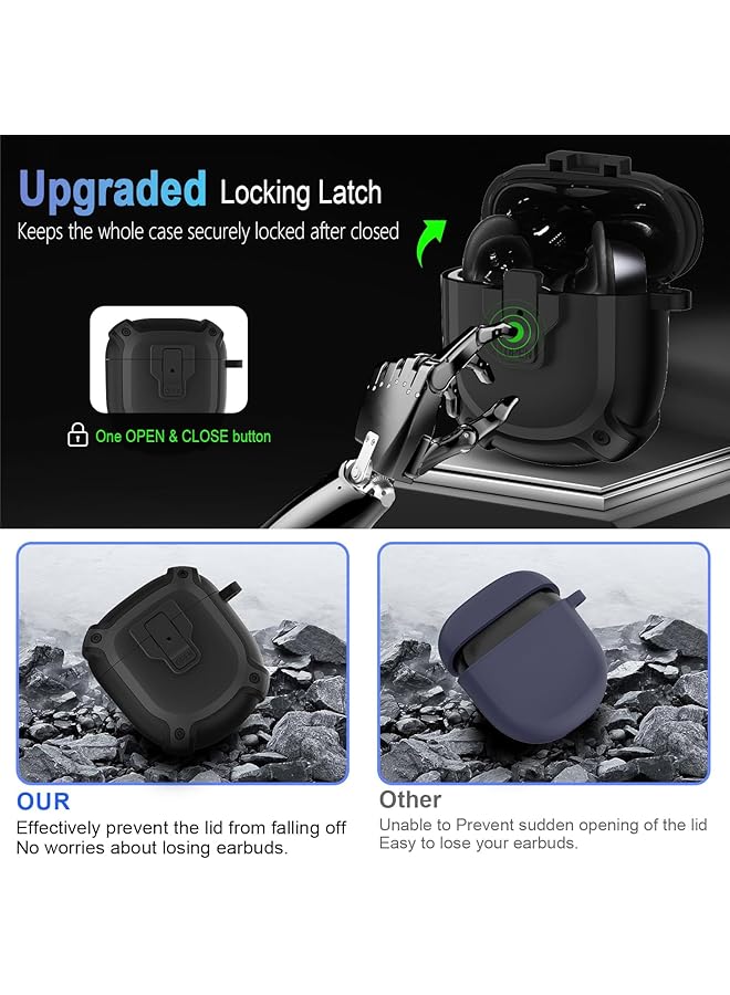 erorex Shockproof Protective Case For Bose Quietcomfort Earbuds Ii 2022 And Quietcomfort Ultra Earbuds 2023 Bose Earbuds 2 Case Cover With Carabiner And Lanyard Durable Accessories Black - Image 4