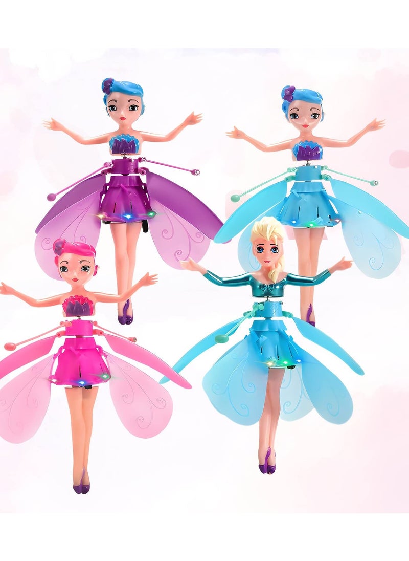 KASTWAVE - Magic Flying Fairy Princess Doll with Remote Control, Flying Fairy Doll Toys for Girls, Sky Dancers Flying Pixie Dolls Induction Control Toy, Mini Drone Toys for Kids (4 Pack) - Image 1