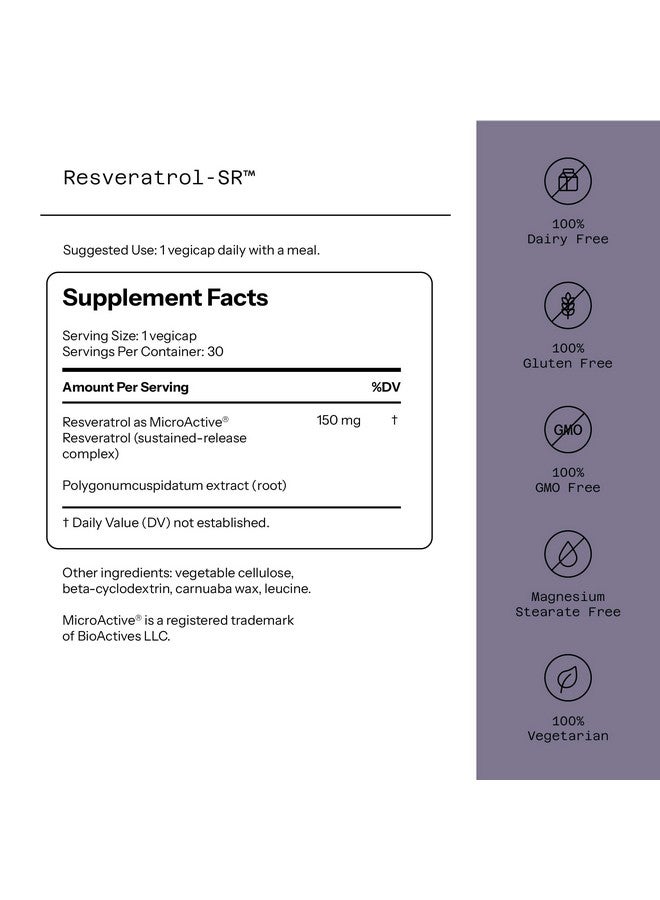 Quality of Life - Powerful Anti Aging - All Natural Formula Resveratrol SR - 30 Vegicaps - Image 2