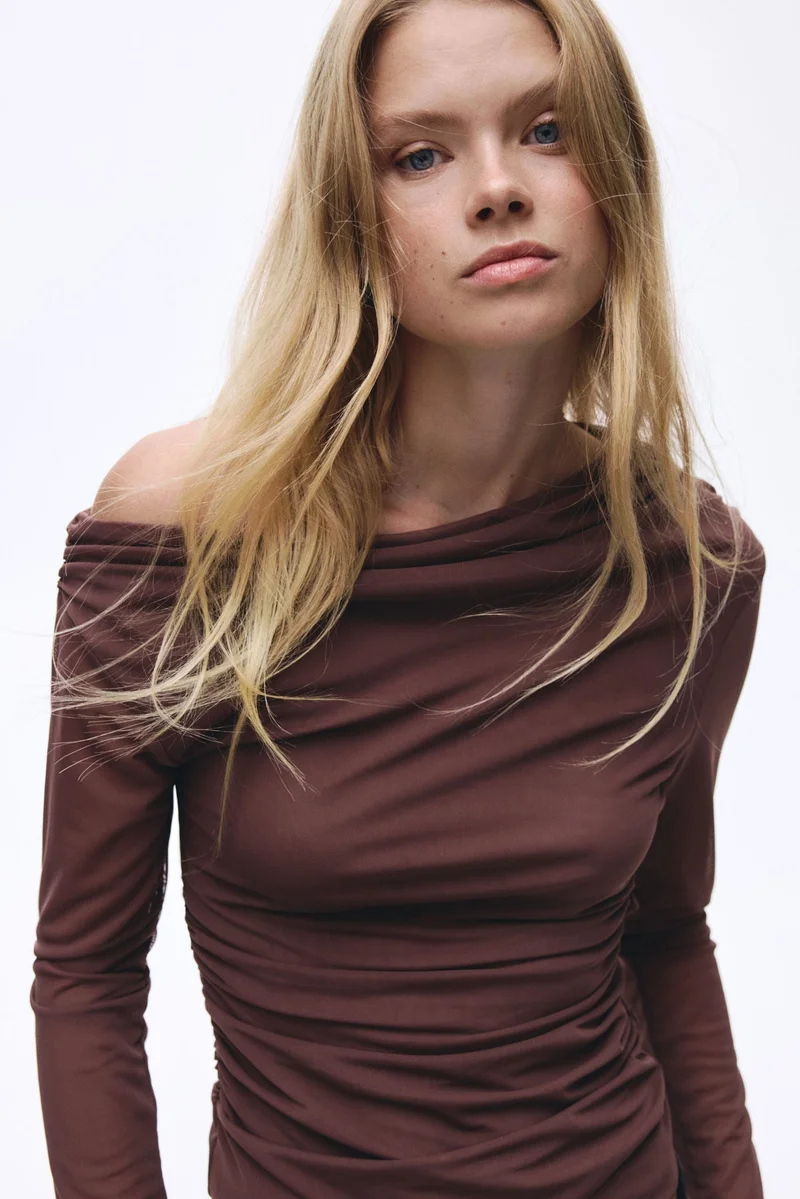 H&M One-shoulder mesh top