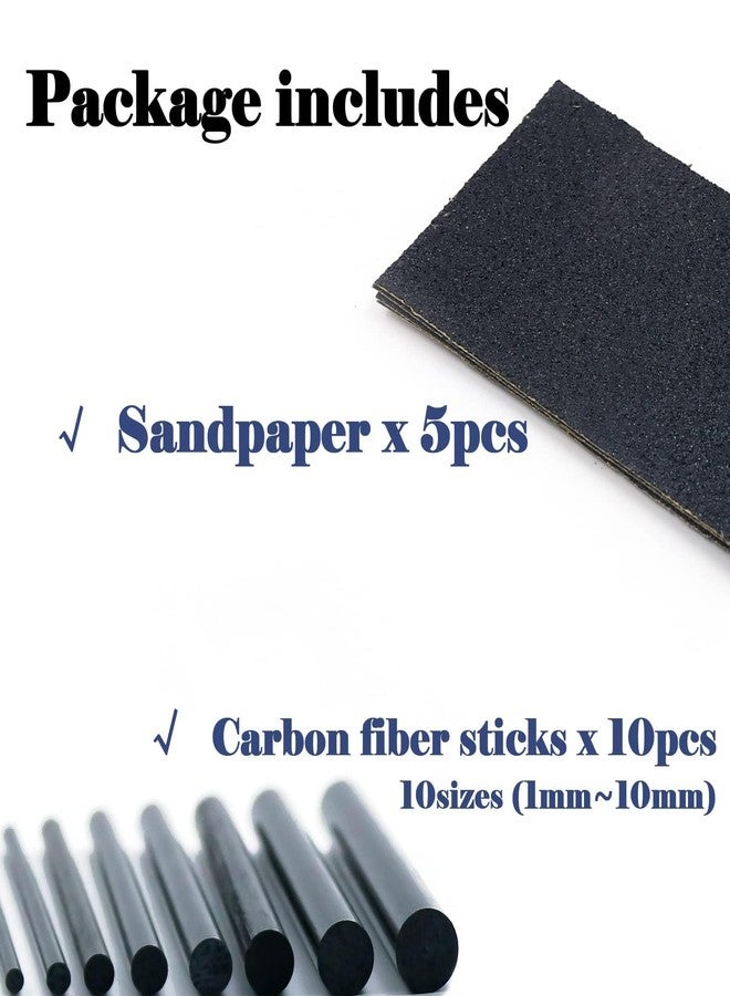 FishTrip Fishing Rod Repair Kit Complete,10pcs Carbon Fiber Sticks with 5pcs Sandpaper, Pole Building Kit for Saltwater Freshwater Spinning Casting Rod (Small Size) - Image 2