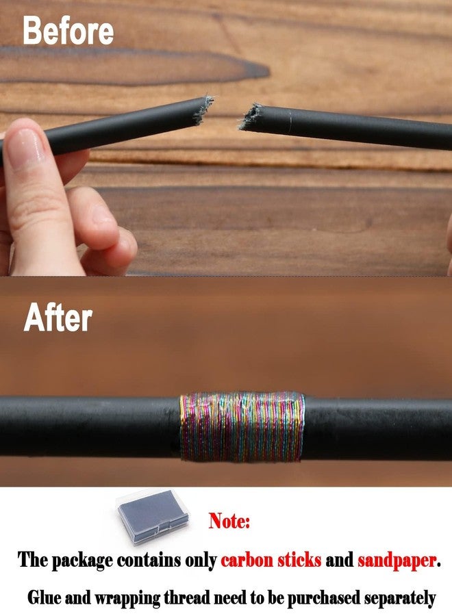 FishTrip Fishing Rod Repair Kit Complete,10pcs Carbon Fiber Sticks with 5pcs Sandpaper, Pole Building Kit for Saltwater Freshwater Spinning Casting Rod (Small Size) - Image 5
