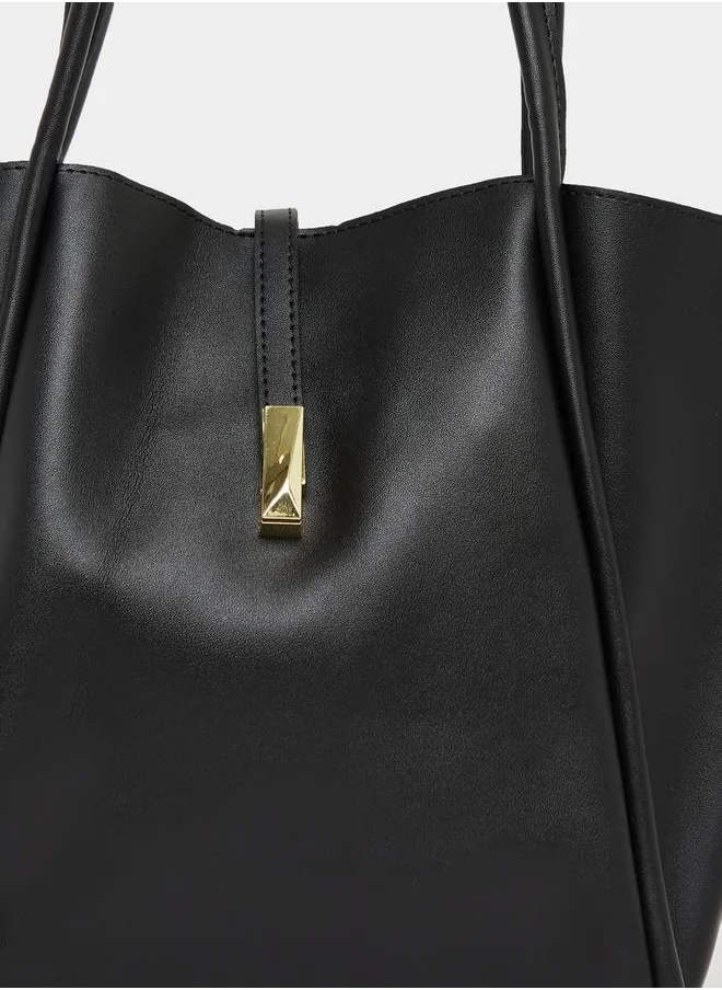 Styli Golden Accent Shoulder Bag with Dual Handle & Pouch
