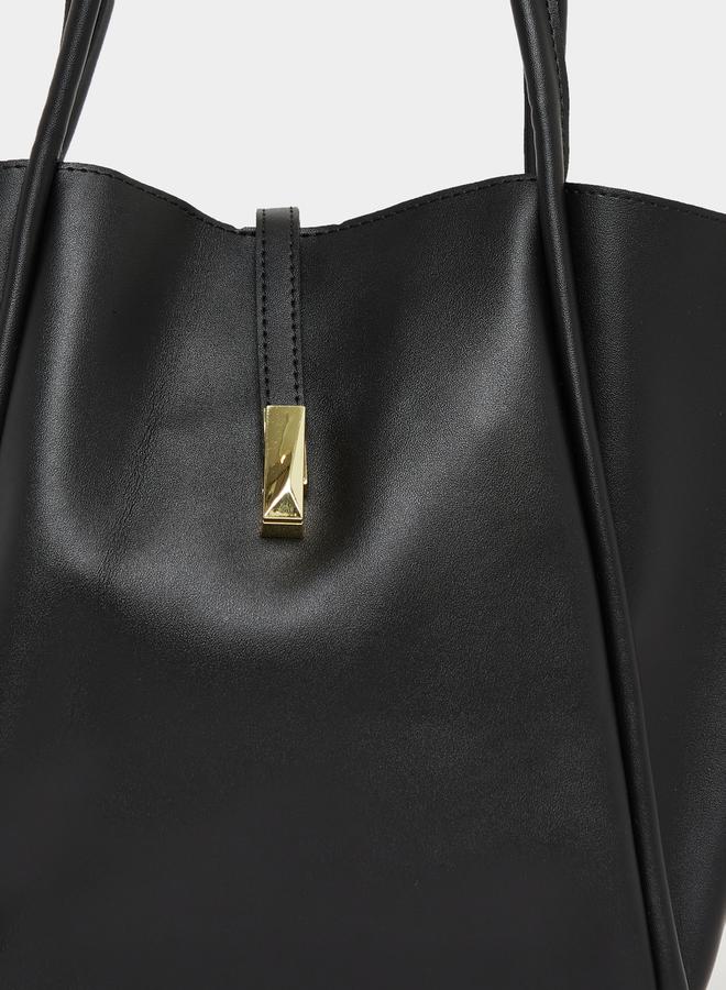 ستايلي حقيبة كتف بلمسة ذهبية بمقبض مزدوج وحقيبة صغيرة - Image 3