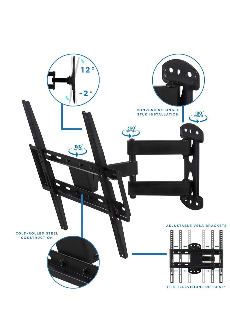 ELTRAZONE Enhance Your TV Setup with the Mount-It! Full Motion Corner TV Wall Mount Bracket: Perfect for VESA 400 x 400 TVs, Extendable Arm for Articulation, Swivel, Tilt - Ideal for 32-50 Inch TVs, Supports up - Image 3