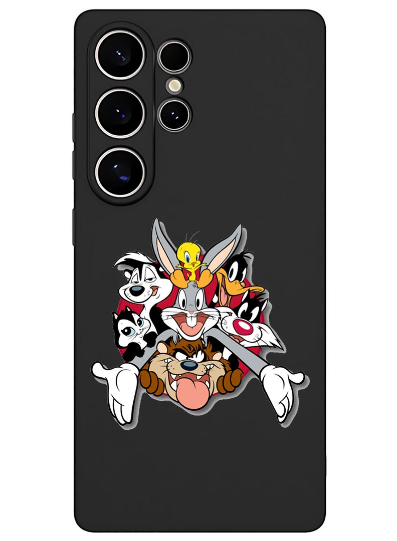 Theodor Protective Slim Fit Case Liquid Silicone Cover with Full Body Protection Anti-Scratch Shockproof Case For Samsung Galaxy S25 Ultra (Black) - Looney Tunes  - Image 1