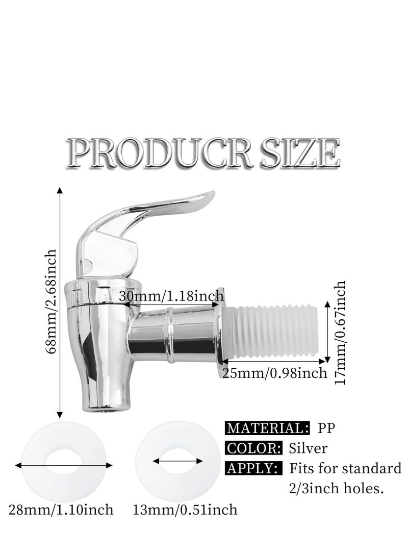Excefore 4PCS Beverage Dispenser Spigot Replacement ABS Plastic Press Type Faucets Tap Reusable Spigot Drink Dispenser Tap Replacement for Hot Cold Cater Juice Barrel (Silver)  - Image 2