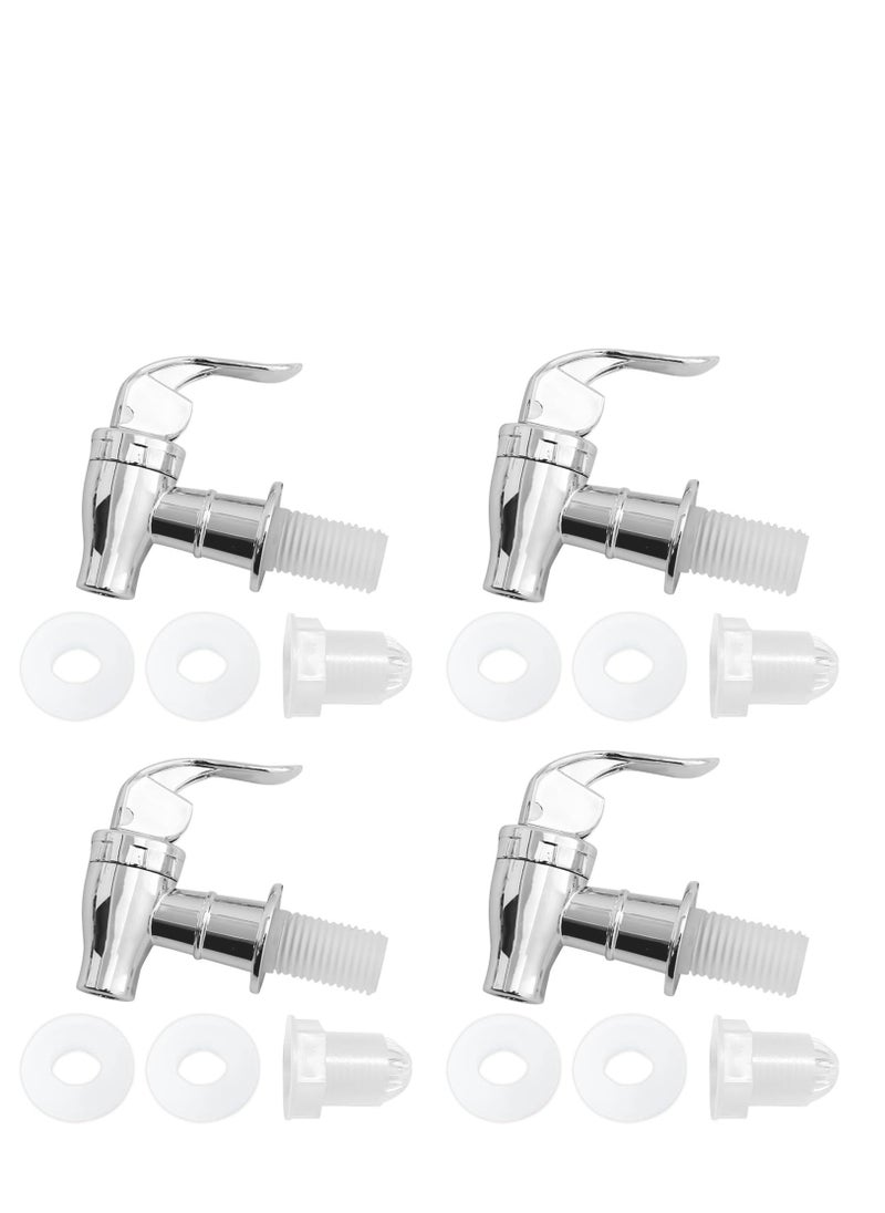 Excefore 4PCS Beverage Dispenser Spigot Replacement ABS Plastic Press Type Faucets Tap Reusable Spigot Drink Dispenser Tap Replacement for Hot Cold Cater Juice Barrel (Silver)  - Image 1