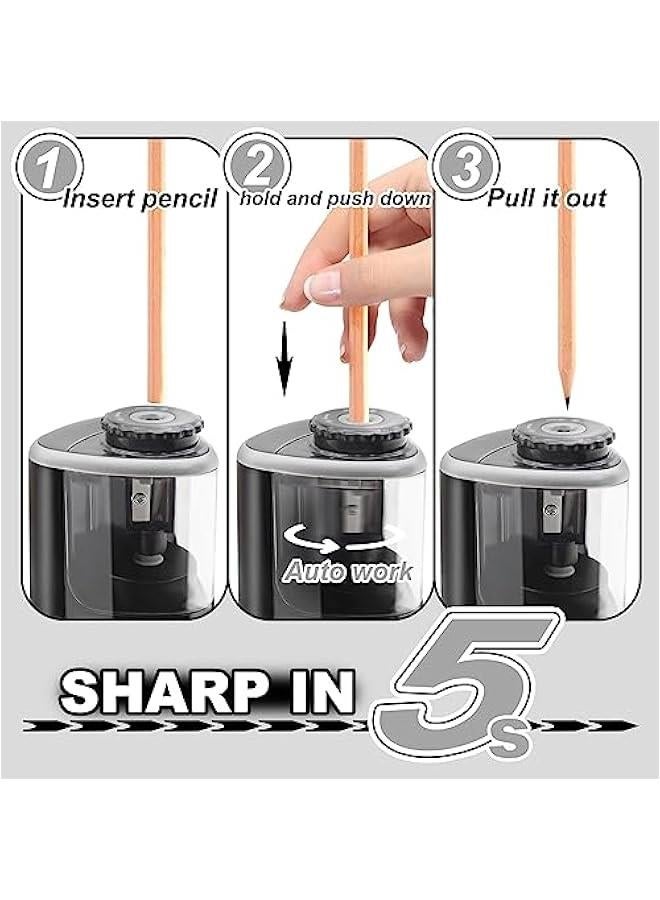Battery Pencil sharpeners for Colored Pencils, Portable Electric Pencil Sharpener for #2 No.2 HB Pencils (6-8mm), Battery Operated sharpeners for Artist Classroom School Work Office -Black - Image 2