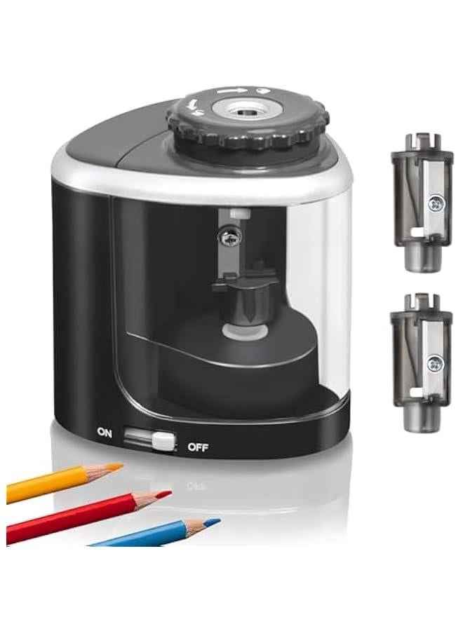 Battery Pencil sharpeners for Colored Pencils, Portable Electric Pencil Sharpener for #2 No.2 HB Pencils (6-8mm), Battery Operated sharpeners for Artist Classroom School Work Office -Black - Image 1