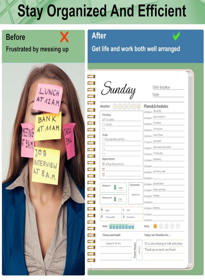 KAICN Daily Weekly Planner with Hourly Schedules, To Do List, Daily Planner for Office and Personal Organizer - Flexible PVC Cover, 5.5" X 8.5", pink - Image 4