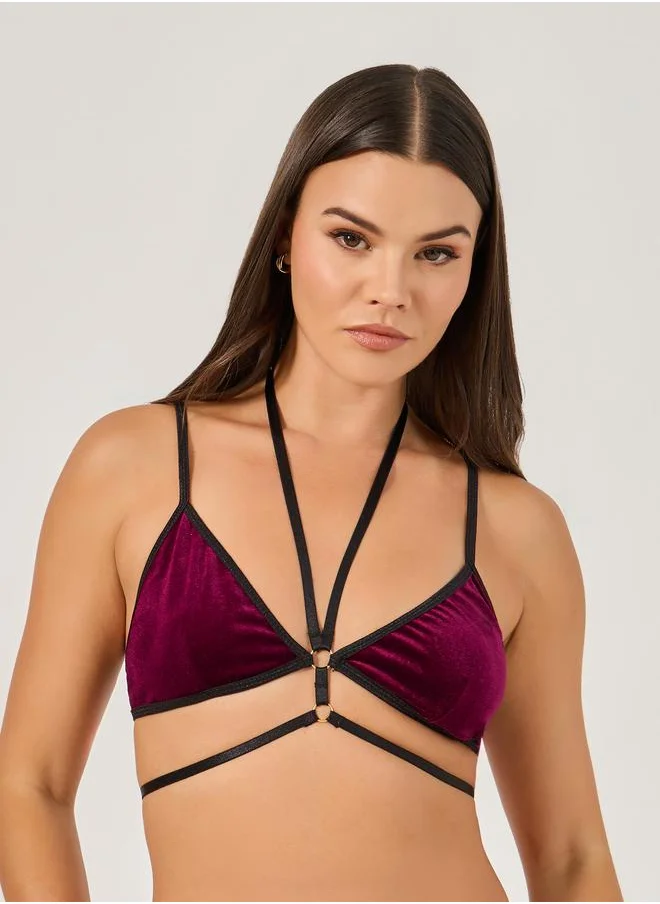 Styli Styli Velvet Multiway Bra & Bikini Lingerie Set