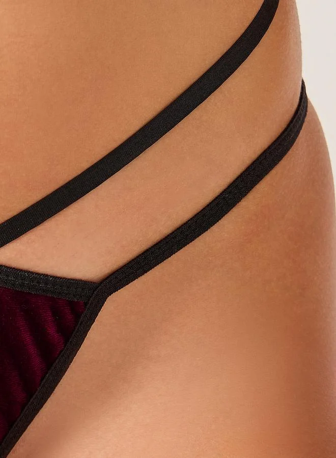 Styli Styli Velvet Multiway Bra & Bikini Lingerie Set