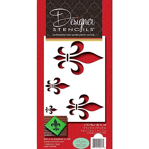 Designer Stencils C153 Fleur De Lis Cake Stencil Motif, Beige/Semi-Transparent - Image 1