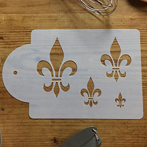 Designer Stencils C153 Fleur De Lis Cake Stencil Motif, Beige/Semi-Transparent - Image 3
