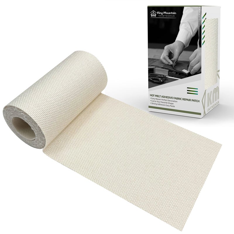 KING MOUNTAIN KING MOUNTAIN Linen Fabric Ironon Repair Patch InsideOutside Fabric Repair Patch 3x60 with Backing Glue Linen Repair Decorative Patch kit OffWhite 