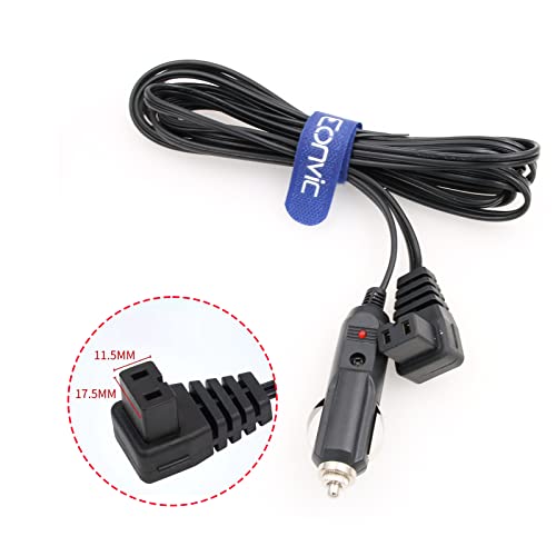 Eonvic 12V DC Cigarette Lighter Extension Cable,Mini Fridge Power Cord Car Auto Cooler Replacement Lead Cable for Car Cooler Box Mini Fridge Mobicool NFA (Right Angle-3M) - Image 2