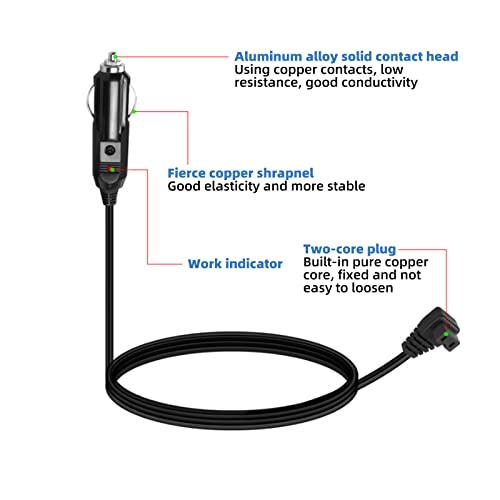 Eonvic 12V DC Cigarette Lighter Extension Cable,Mini Fridge Power Cord Car Auto Cooler Replacement Lead Cable for Car Cooler Box Mini Fridge Mobicool NFA (Right Angle-3M) - Image 4