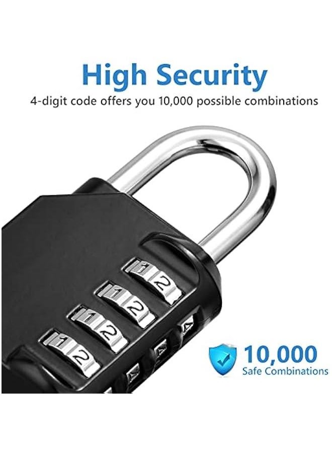 ZHQIAN 2 Pack Combination Lock 4 Digit Outdoor Waterproof Design Padlock, for School Gym Locker, Fence, Gate, Case, Hasp Cabinet (Black)  - Image 3