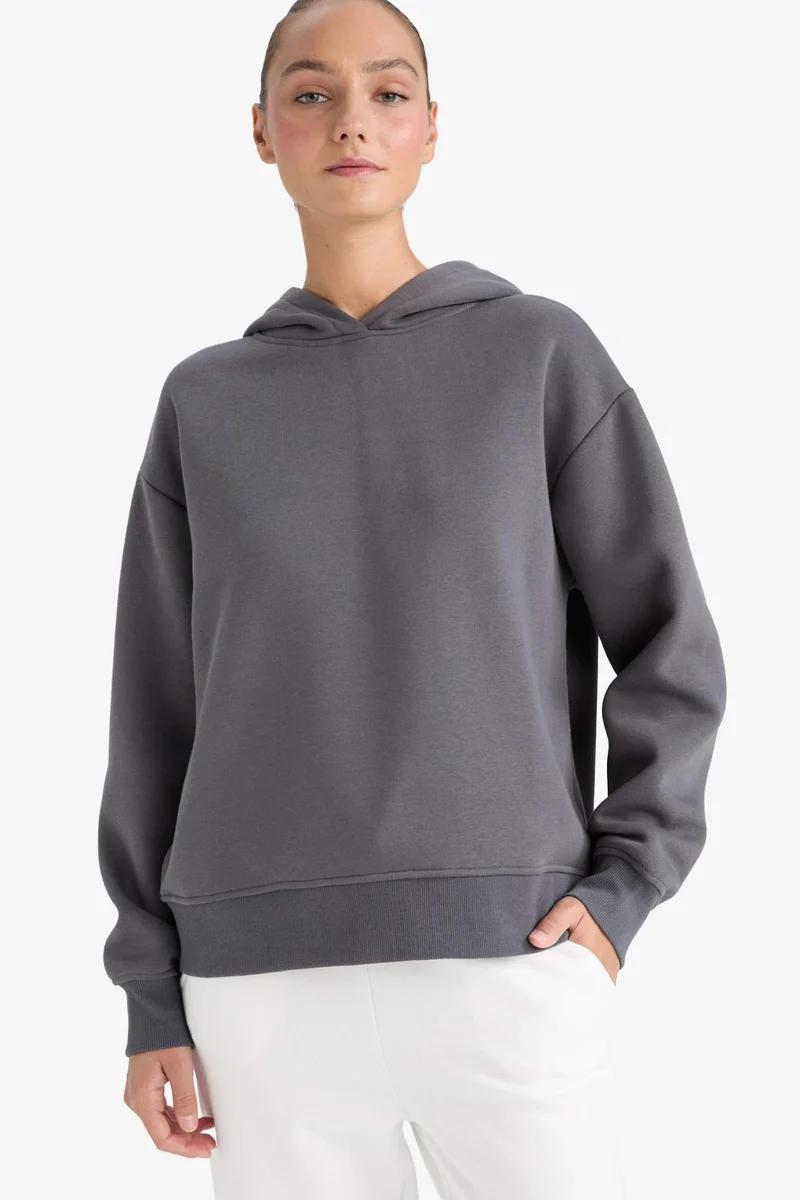 ديفاكتو Relax Fit Basic Hooded Sweatshirt